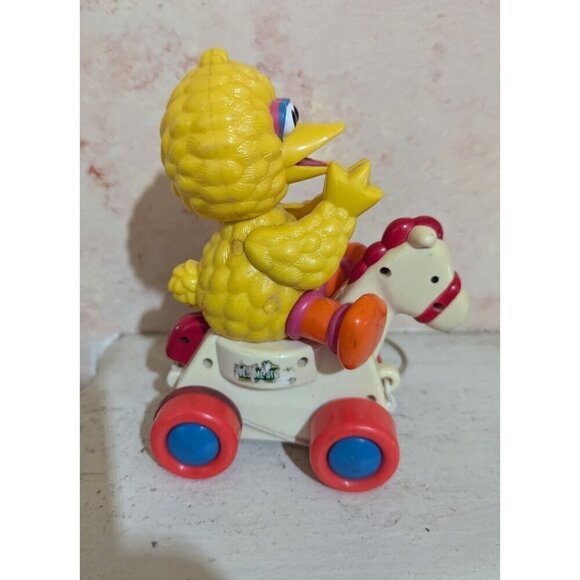 Sesame Street Big Bird Pull Toy Vintage 1980s With red  and blue wheels - Picture 4 of 10